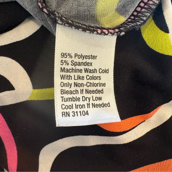 Kaari Blue Swing Dress Geometric Black/Pink Midi Long Sleeve Workwear Casual XL - Picture 11 of 11